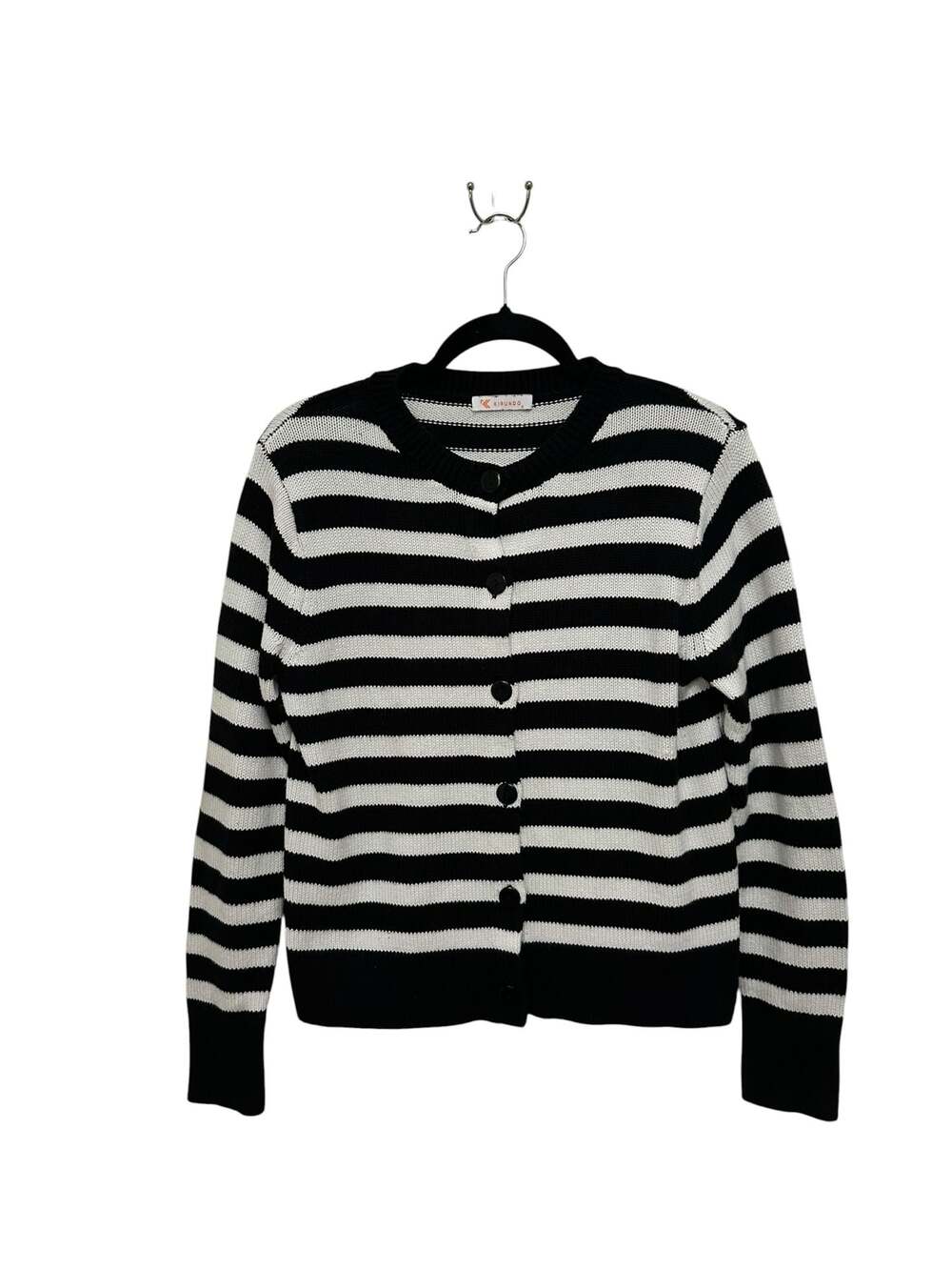 KIRUNDO Striped Button-Down Cardigan Sweater, Size S
